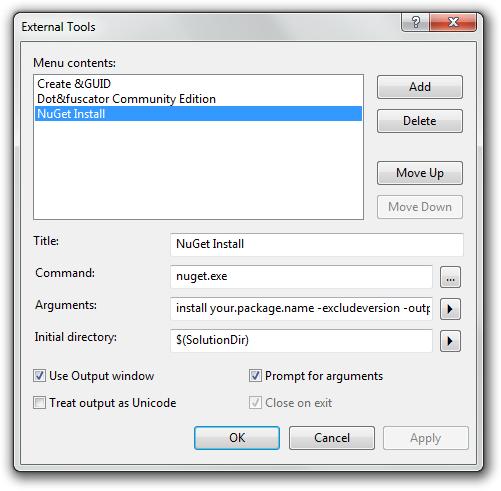 Install Nuget Package Visual Studio 2008